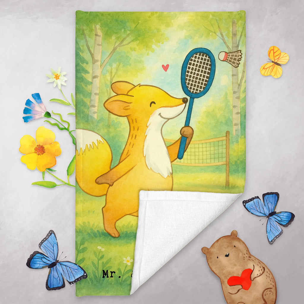 Guest towel Fox play badminton Design Gift, giving, thank you, award, profit, athlete, Play shuttlecock