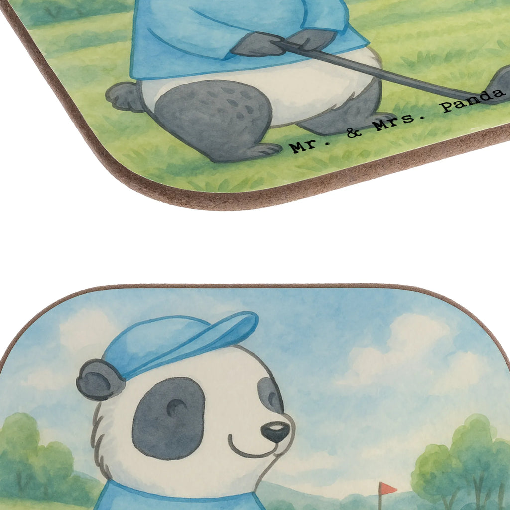 Square coaster panda golfing Design Gift, giving, thank you, award, profit, athlete, golf tournament, golf club, golf course, play golf