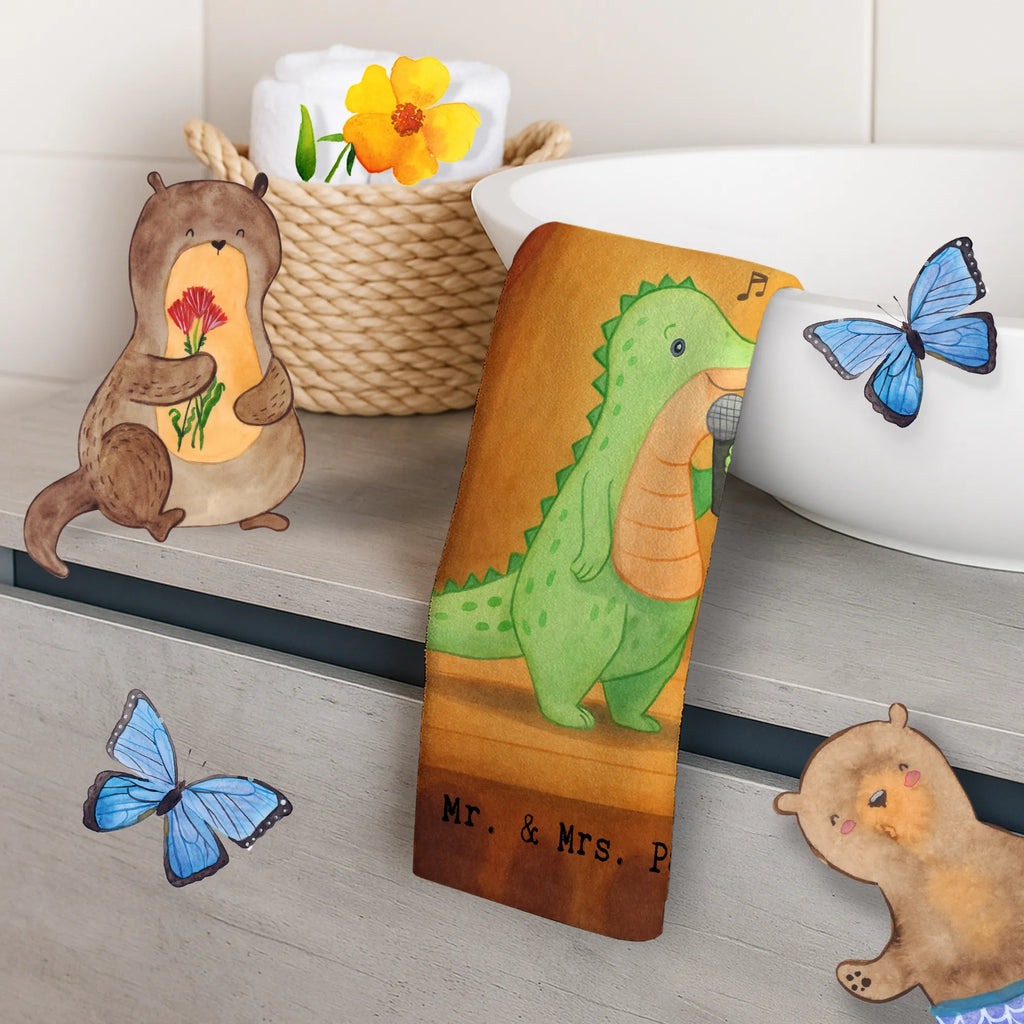 Guest towel crocodile To sing Design Gift, giving, thank you, award, profit, athlete, hobby singers, vocals, Singing, live performance