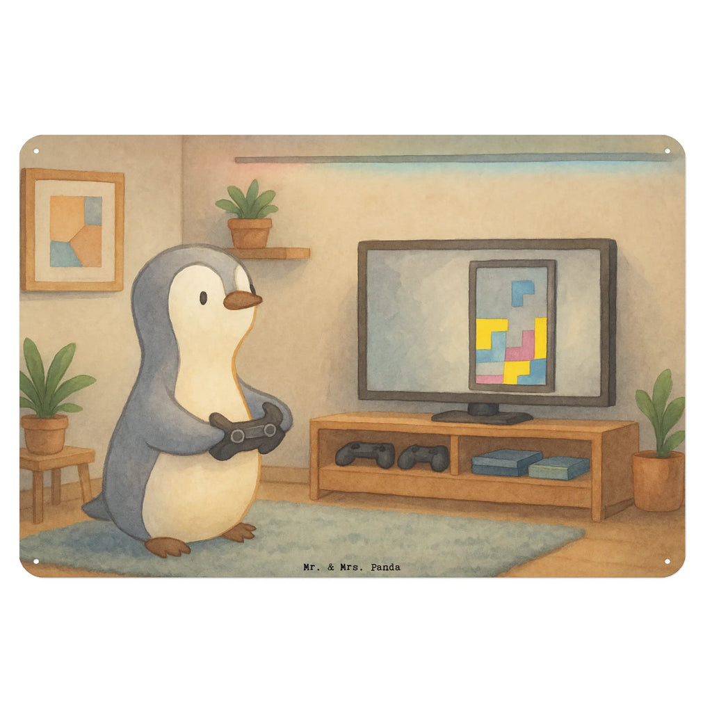 Tin sign penguin Gamble Design Gift, giving, thank you, award, profit, athlete, Gambling, video games