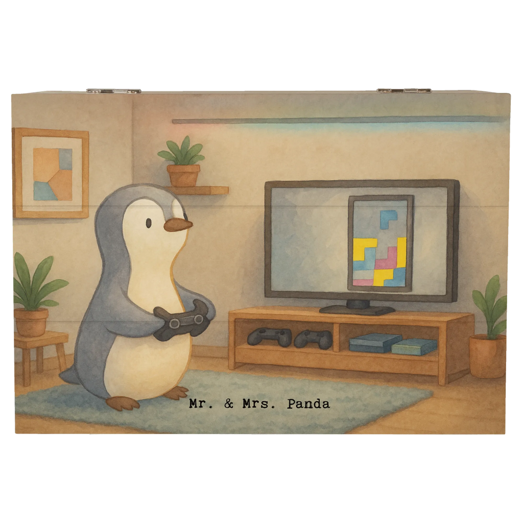 Wooden chest penguin Gamble Design Gift, giving, thank you, award, profit, athlete, Gambling, video games