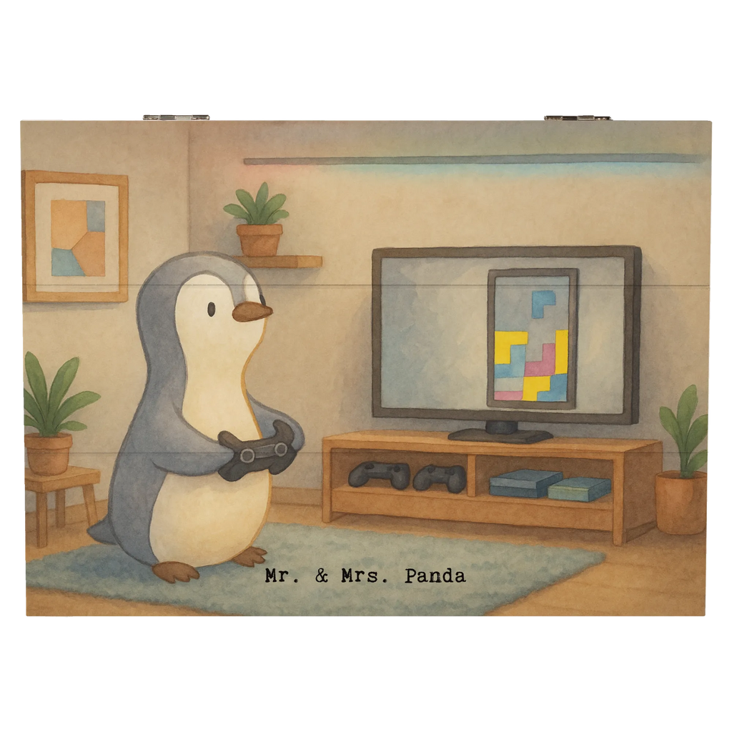 Wooden chest penguin Gamble Design Gift, giving, thank you, award, profit, athlete, Gambling, video games