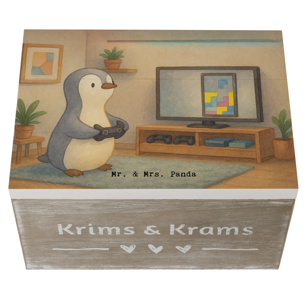 Wooden chest penguin Gamble Design Gift, giving, thank you, award, profit, athlete, Gambling, video games