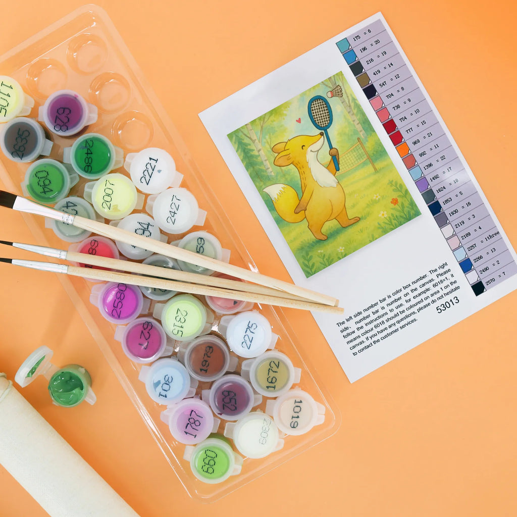 Malowanie według numerów lis grać w badmintona Design Prezent, Dyscyplina sportowa, Darować, Dziękuję, Dzięki, Wyróżnienie, Wygrana, Sportowiec