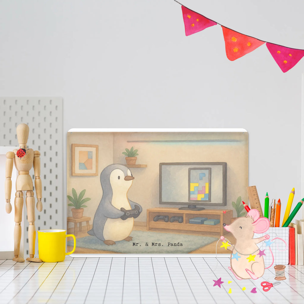 Tin sign penguin Gamble Design Gift, giving, thank you, award, profit, athlete, Gambling, video games