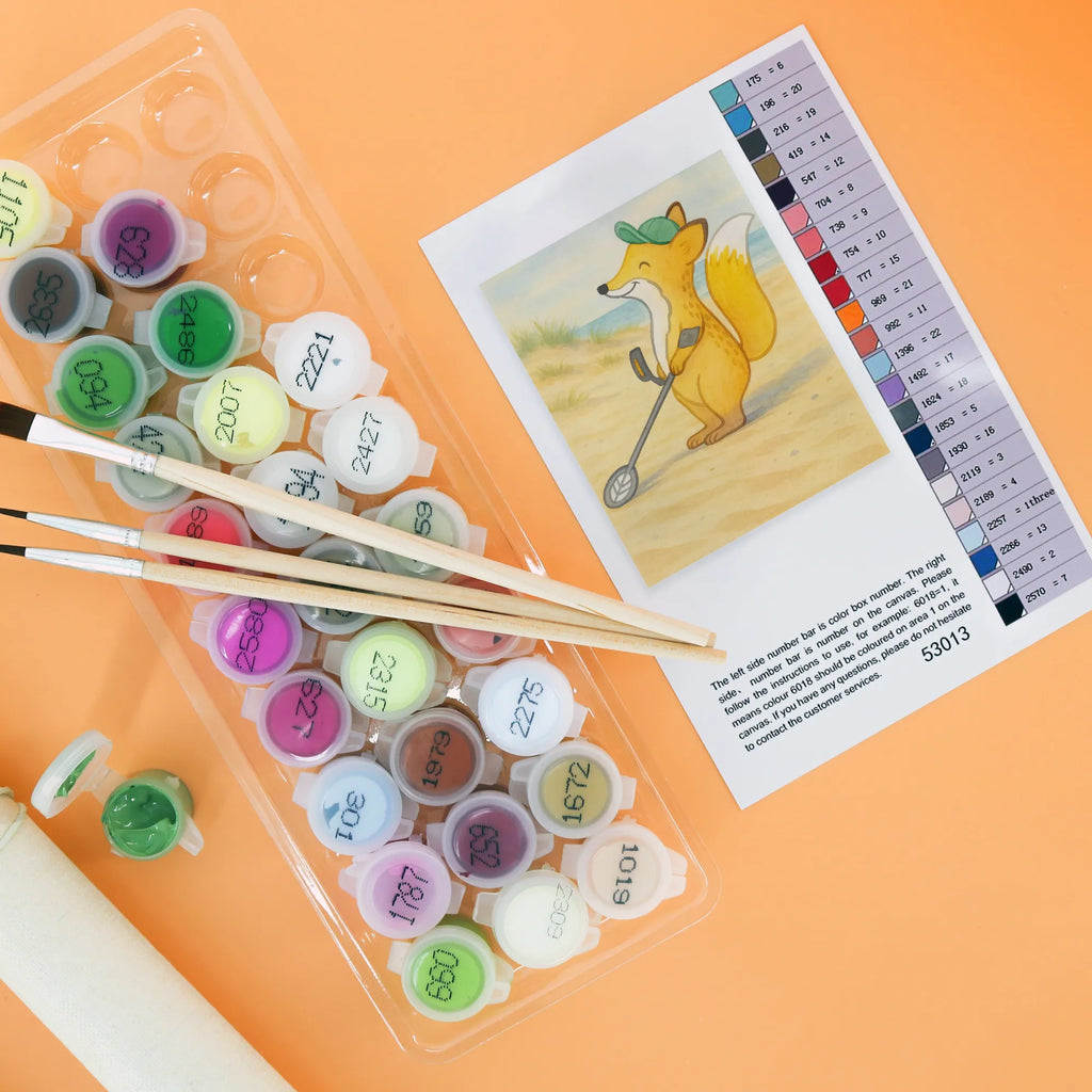 Malen nach Zahlen Fuchs Metalldetektor Design Malen nach Zahlen, Kunstwerk, Malen, DIY, Künstler, Ausmalbild, Kreativität, Basteln, Bastelidee, Sportler, Schenken, Gewinn, Auszeichnung, Dankeschön, Danke, Hobby, Sportart, Geschenk, Sport, Sondengänger, Schatzsuche, Münzen suchen, Metalldetektor, sondeln