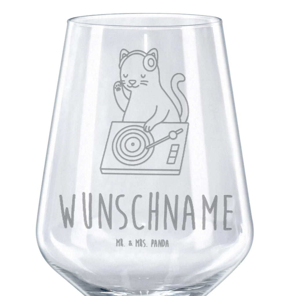 Personalized Red Wine Glass cat DJ Instruments, gifts for musicians, music enthusiasts