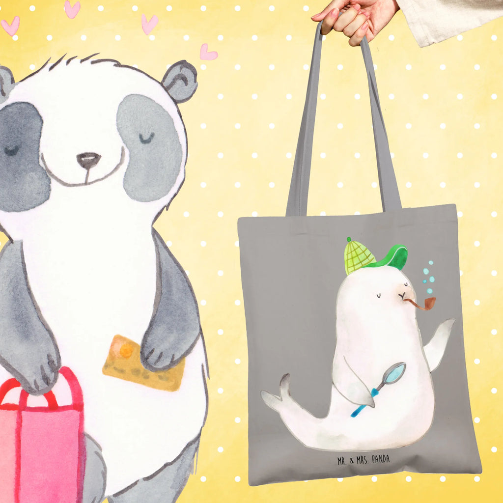 Tote bag seal sherlock cloth bag, shoulder bag, shopper, pouch, bag, shopping bag, Carrier bag, cotton bag, jute bag, small animals, cute, funny, cute animal motives, hand drawn, small world, funny sayings, good mood, happy, gifts, gift ideas, special gifts, animal lover, card