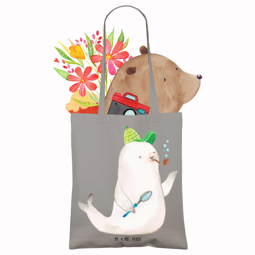 Tote bag seal sherlock cloth bag, shoulder bag, shopper, pouch, bag, shopping bag, Carrier bag, cotton bag, jute bag, small animals, cute, funny, cute animal motives, hand drawn, small world, funny sayings, good mood, happy, gifts, gift ideas, special gifts, animal lover, card