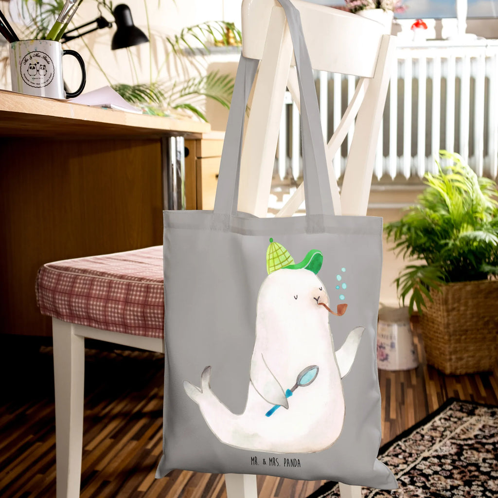 Tote bag seal sherlock cloth bag, shoulder bag, shopper, pouch, bag, shopping bag, Carrier bag, cotton bag, jute bag, small animals, cute, funny, cute animal motives, hand drawn, small world, funny sayings, good mood, happy, gifts, gift ideas, special gifts, animal lover, card