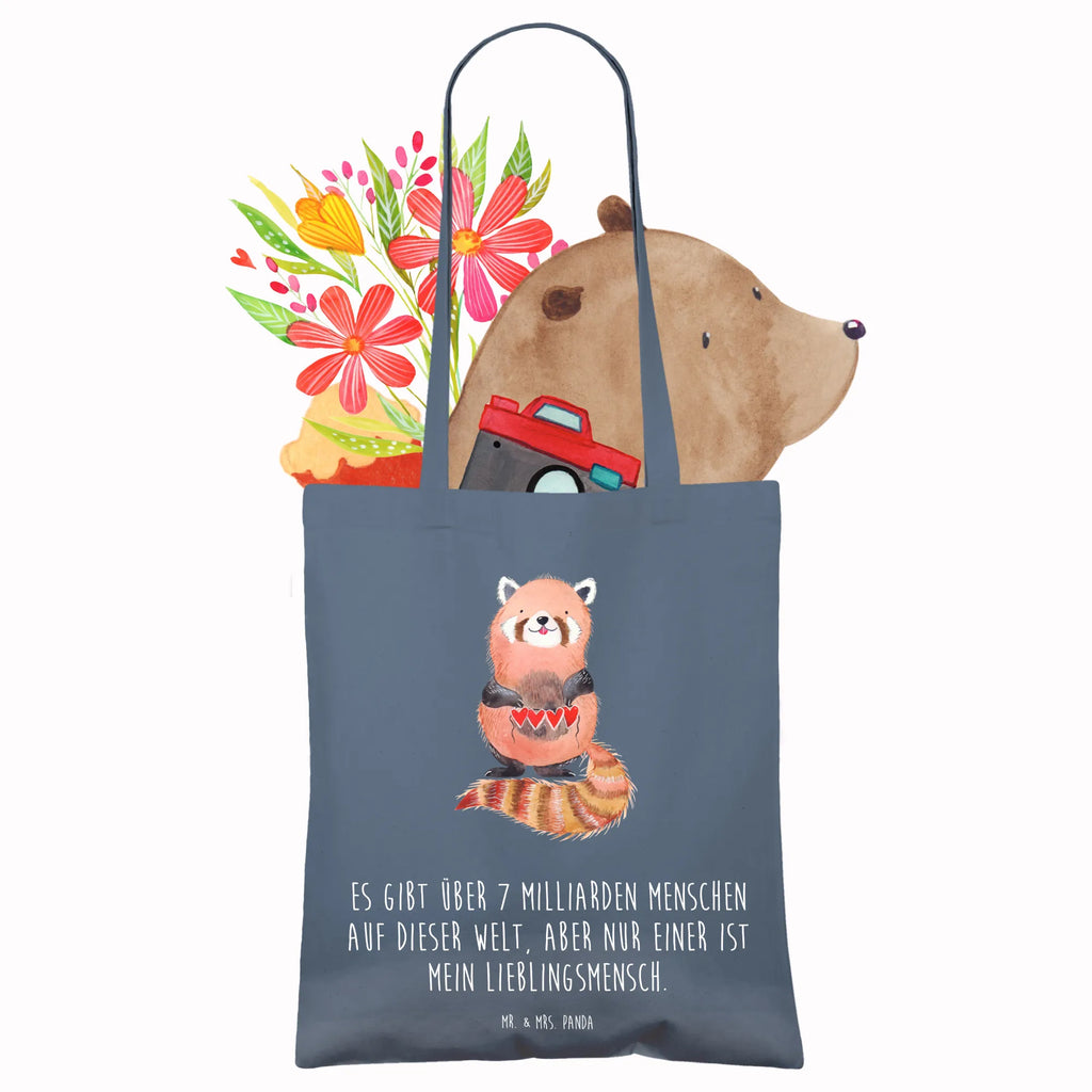 Tote bag red panda Stoffbeutel, Beuteltasche, Shopper, Einkaufstüte, Beutel, Umhängetasche, Einkaufstasche, Badetasche, Stofftasche, Jutebeutel, Schultertasche, Tragetasche, Laptoptasche, Jutetasche, Tasche, Strandtasche, Tiermotive, Gute Laune, lustige Sprüche, Tiere, Panda, Rot, Liebling, Lieblingsmensch, Liebe, Herz