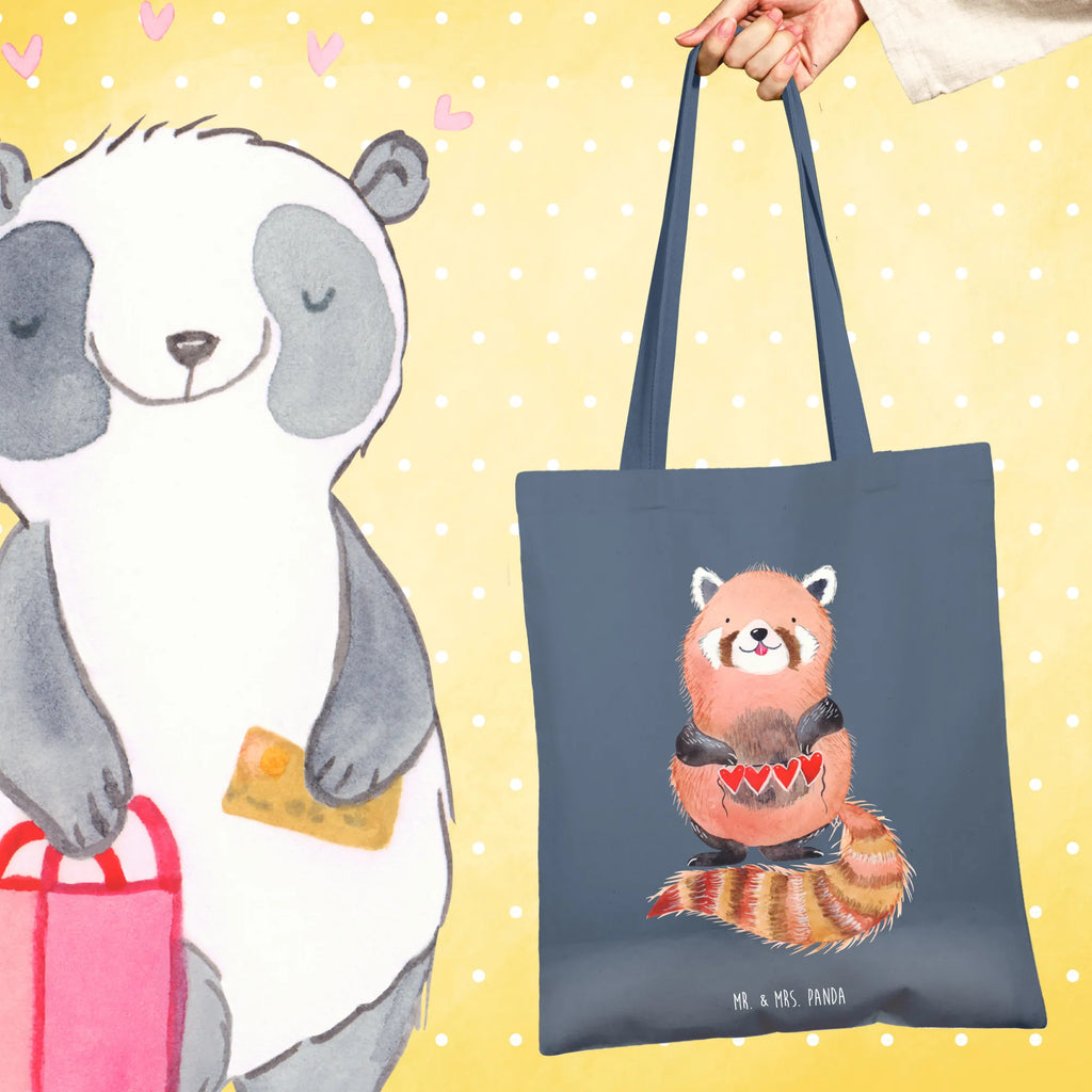 Tote bag red panda Stoffbeutel, Beuteltasche, Shopper, Einkaufstüte, Beutel, Umhängetasche, Einkaufstasche, Badetasche, Stofftasche, Jutebeutel, Schultertasche, Tragetasche, Laptoptasche, Jutetasche, Tasche, Strandtasche, Tiermotive, Gute Laune, lustige Sprüche, Tiere, Panda, Rot, Liebling, Lieblingsmensch, Liebe, Herz