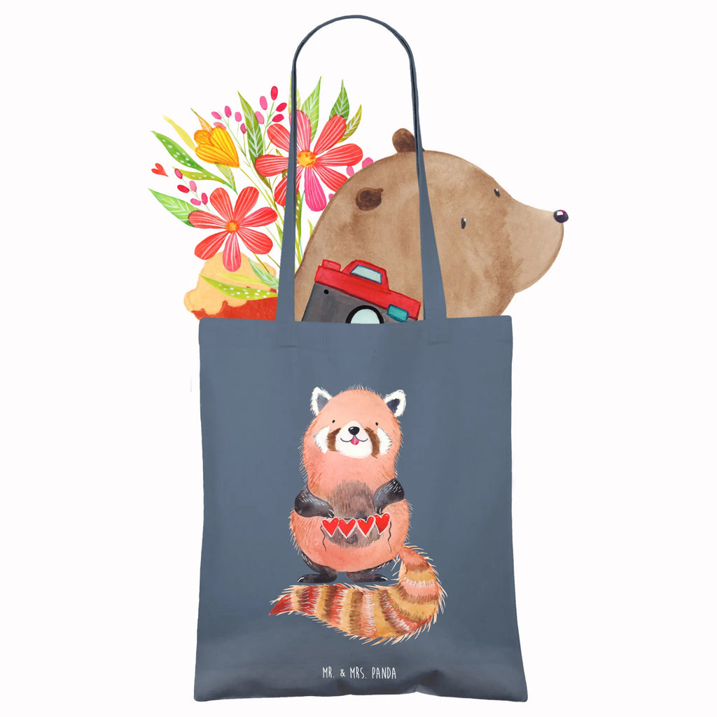 Tote bag red panda Stoffbeutel, Beuteltasche, Shopper, Einkaufstüte, Beutel, Umhängetasche, Einkaufstasche, Badetasche, Stofftasche, Jutebeutel, Schultertasche, Tragetasche, Laptoptasche, Jutetasche, Tasche, Strandtasche, Tiermotive, Gute Laune, lustige Sprüche, Tiere, Panda, Rot, Liebling, Lieblingsmensch, Liebe, Herz