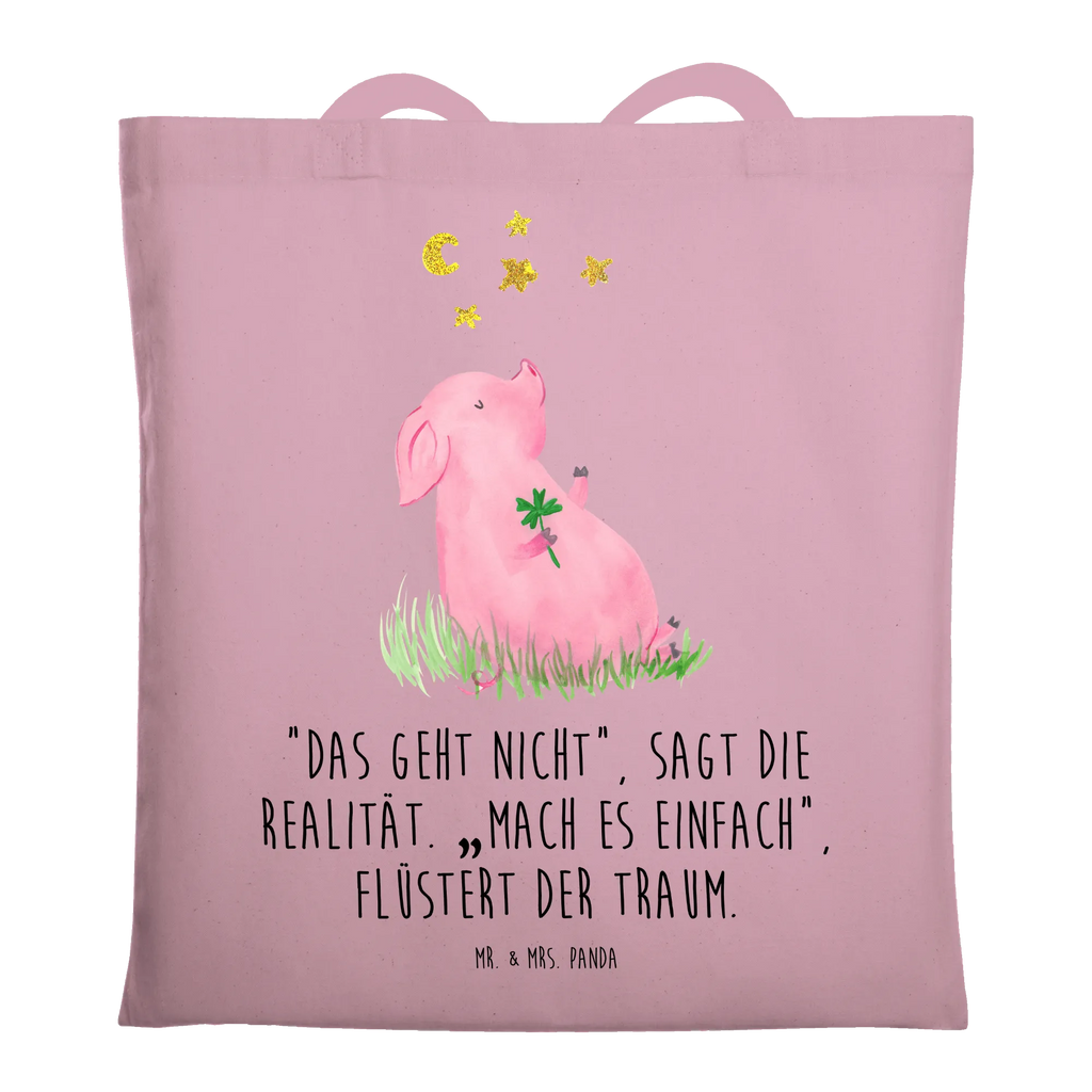 Tote bag Pig Luck cloth bag, bag, shopper, shopping bag, jute bag, pouch, Carrier bag, shoulder bag, cotton bag, small animals, cute, funny, cute animal motives, hand drawn, small world, funny sayings, good mood, happy, gifts, gift ideas, special gifts, animal lover, card, motivation, goals, lucky charm, asterisks, piglet, pig, stars, Lucky bastard. Luck, dreams