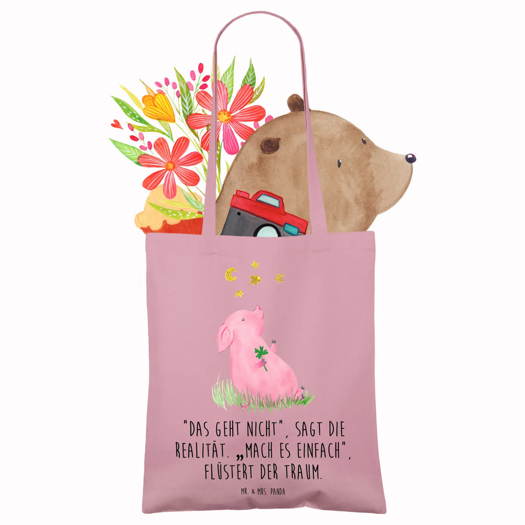 Tote bag Pig Luck cloth bag, bag, shopper, shopping bag, jute bag, pouch, Carrier bag, shoulder bag, cotton bag, small animals, cute, funny, cute animal motives, hand drawn, small world, funny sayings, good mood, happy, gifts, gift ideas, special gifts, animal lover, card, motivation, goals, lucky charm, asterisks, piglet, pig, stars, Lucky bastard. Luck, dreams