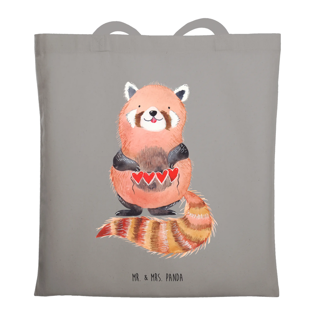 Tote bag red panda Stoffbeutel, Beuteltasche, Shopper, Einkaufstüte, Beutel, Umhängetasche, Einkaufstasche, Badetasche, Stofftasche, Jutebeutel, Schultertasche, Tragetasche, Laptoptasche, Jutetasche, Tasche, Strandtasche, Tiermotive, Gute Laune, lustige Sprüche, Tiere, Panda, Rot, Liebling, Lieblingsmensch, Liebe, Herz