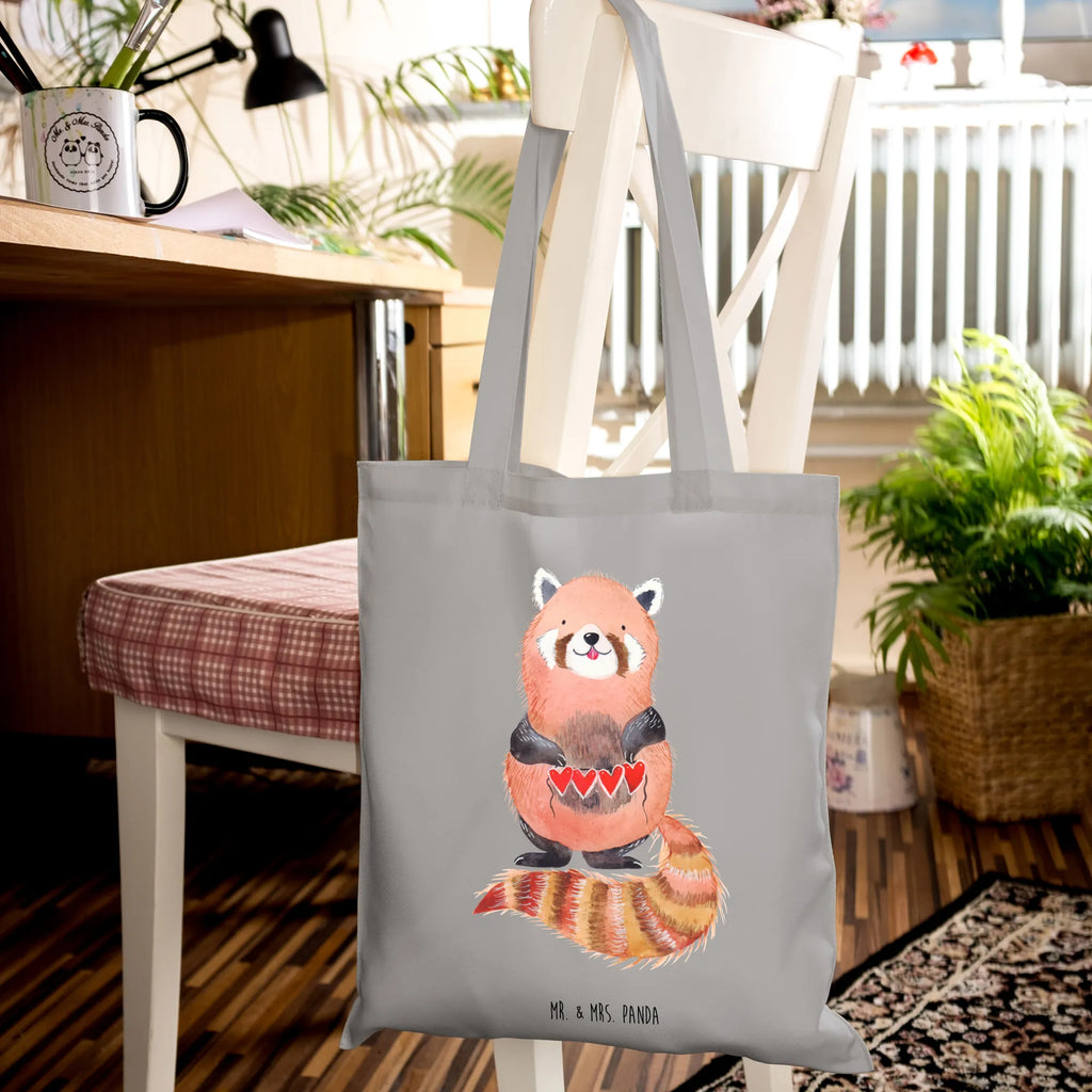 Tote bag red panda Stoffbeutel, Beuteltasche, Shopper, Einkaufstüte, Beutel, Umhängetasche, Einkaufstasche, Badetasche, Stofftasche, Jutebeutel, Schultertasche, Tragetasche, Laptoptasche, Jutetasche, Tasche, Strandtasche, Tiermotive, Gute Laune, lustige Sprüche, Tiere, Panda, Rot, Liebling, Lieblingsmensch, Liebe, Herz