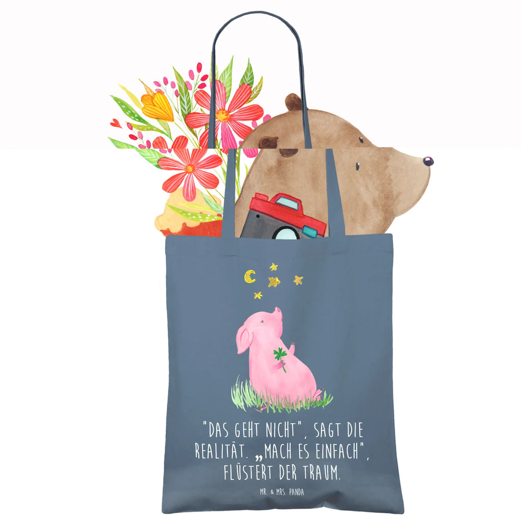 Tote bag Pig Luck cloth bag, bag, shopper, shopping bag, jute bag, pouch, Carrier bag, shoulder bag, cotton bag, small animals, cute, funny, cute animal motives, hand drawn, small world, funny sayings, good mood, happy, gifts, gift ideas, special gifts, animal lover, card, motivation, goals, lucky charm, asterisks, piglet, pig, stars, Lucky bastard. Luck, dreams