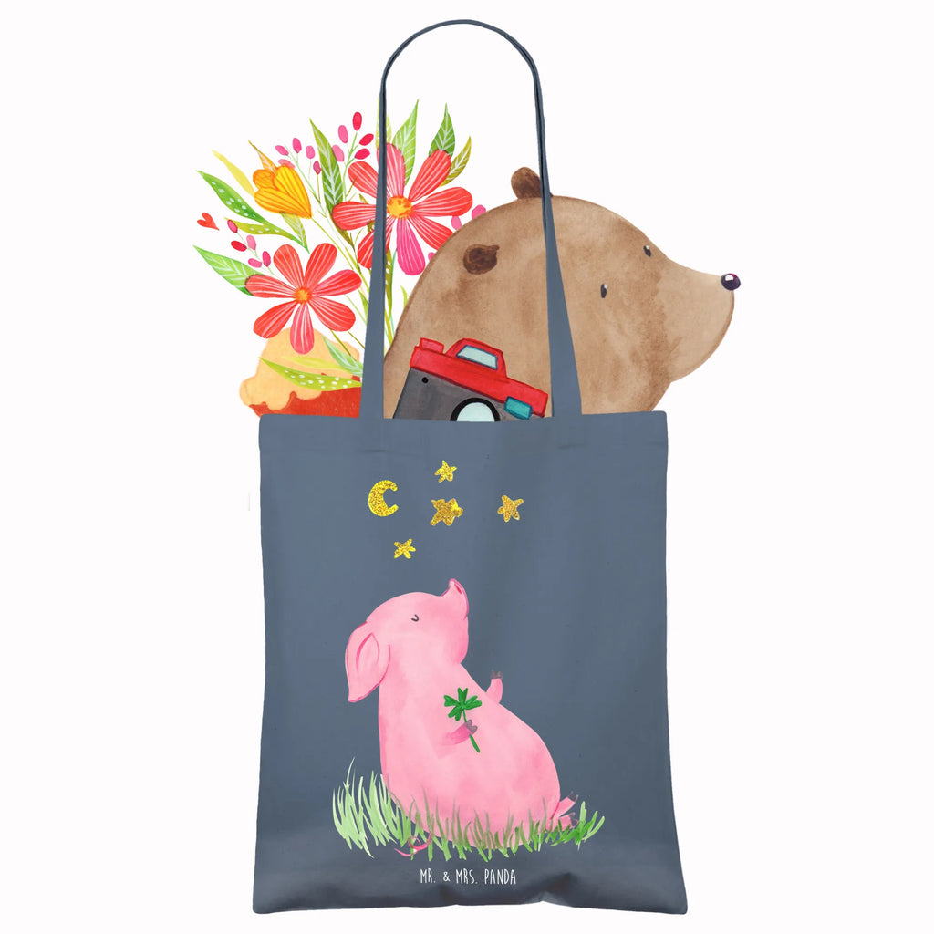 Tote bag Pig Luck cloth bag, bag, shopper, shopping bag, jute bag, pouch, Carrier bag, shoulder bag, cotton bag, small animals, cute, funny, cute animal motives, hand drawn, small world, funny sayings, good mood, happy, gifts, gift ideas, special gifts, animal lover, card, motivation, goals, lucky charm, asterisks, piglet, pig, stars, Lucky bastard. Luck, dreams