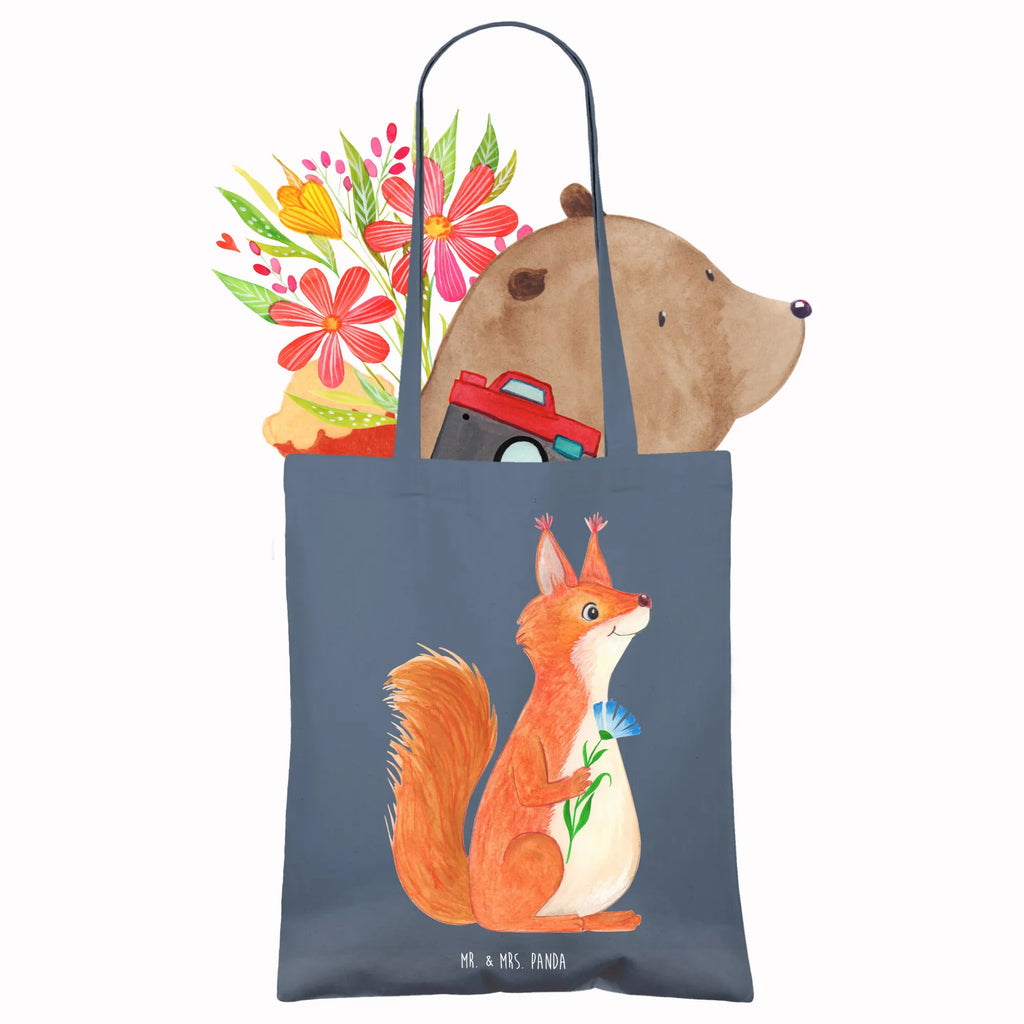 Tote bag Squirrel flower pouch, cotton bag, Carrier bag, cloth bag, shopper, bag, shoulder bag, jute bag, shopping bag, small animals, cute, funny, cute animal motives, hand drawn, small world, funny sayings, good mood, happy, gifts, gift ideas, special gifts, animal lover, card, positive saying, fun, Squirrel, laughter, saying decoration, squirrel, motivation pictures, happy saying, motivation sayings