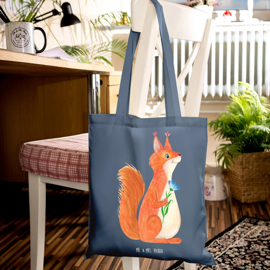 Tote bag Squirrel flower pouch, cotton bag, Carrier bag, cloth bag, shopper, bag, shoulder bag, jute bag, shopping bag, small animals, cute, funny, cute animal motives, hand drawn, small world, funny sayings, good mood, happy, gifts, gift ideas, special gifts, animal lover, card, positive saying, fun, Squirrel, laughter, saying decoration, squirrel, motivation pictures, happy saying, motivation sayings