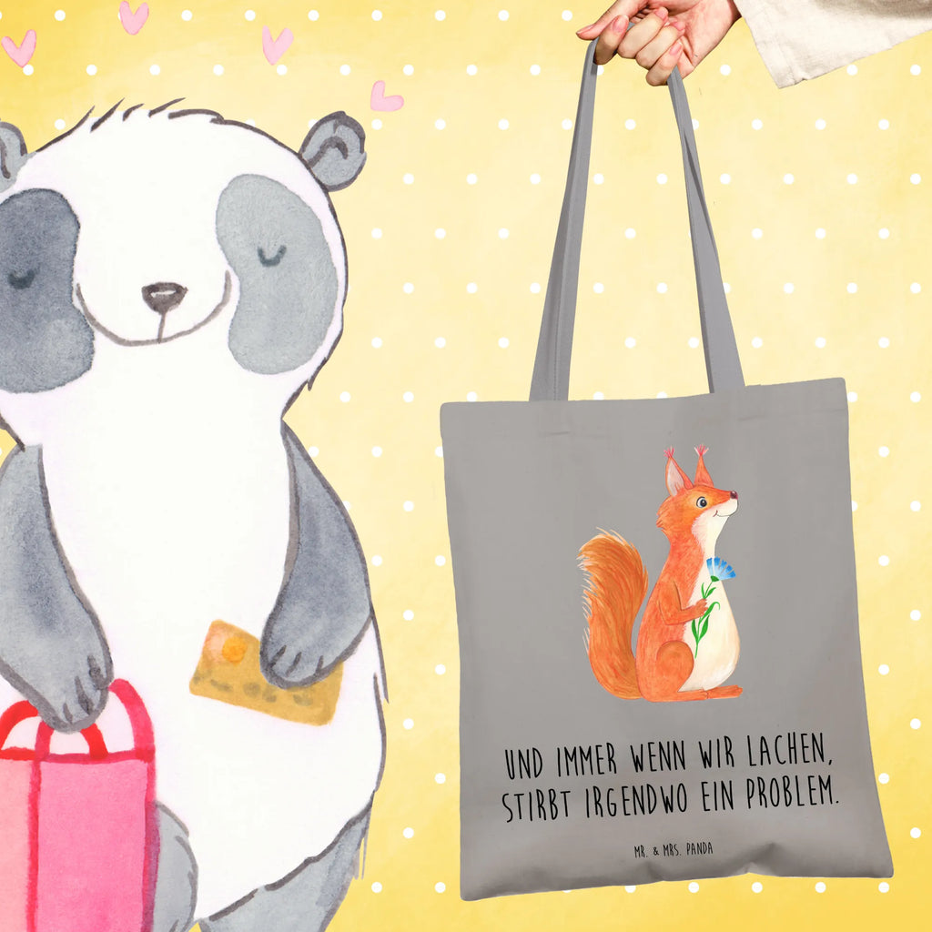 Tote bag Squirrel flower pouch, cotton bag, Carrier bag, cloth bag, shopper, bag, shoulder bag, jute bag, shopping bag, small animals, cute, funny, cute animal motives, hand drawn, small world, funny sayings, good mood, happy, gifts, gift ideas, special gifts, animal lover, card, positive saying, fun, Squirrel, laughter, saying decoration, squirrel, motivation pictures, happy saying, motivation sayings