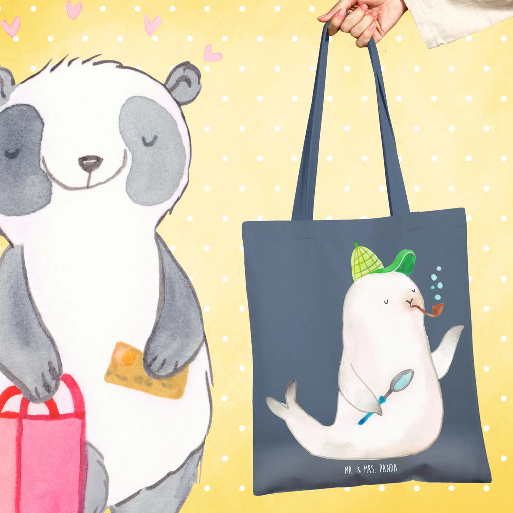 Tote bag seal sherlock cloth bag, shoulder bag, shopper, pouch, bag, shopping bag, Carrier bag, cotton bag, jute bag, small animals, cute, funny, cute animal motives, hand drawn, small world, funny sayings, good mood, happy, gifts, gift ideas, special gifts, animal lover, card