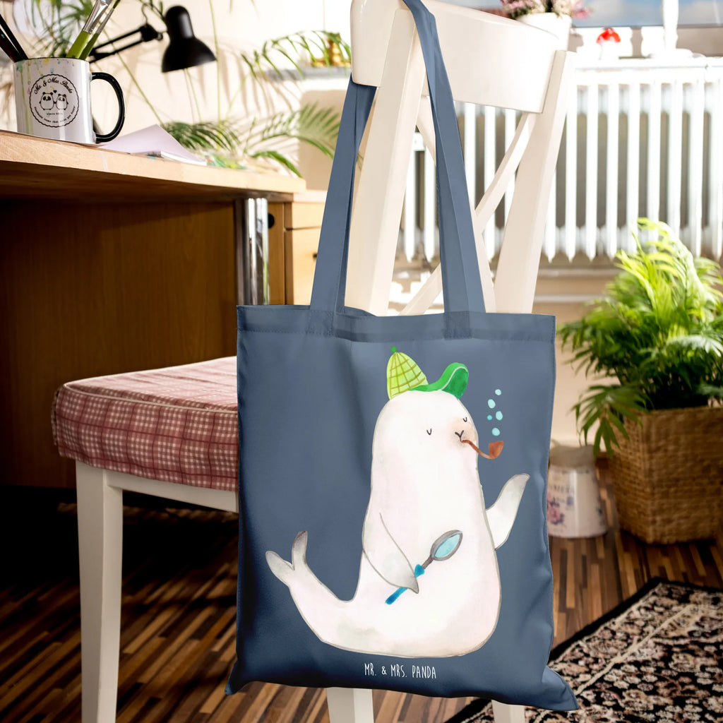 Tote bag seal sherlock cloth bag, shoulder bag, shopper, pouch, bag, shopping bag, Carrier bag, cotton bag, jute bag, small animals, cute, funny, cute animal motives, hand drawn, small world, funny sayings, good mood, happy, gifts, gift ideas, special gifts, animal lover, card