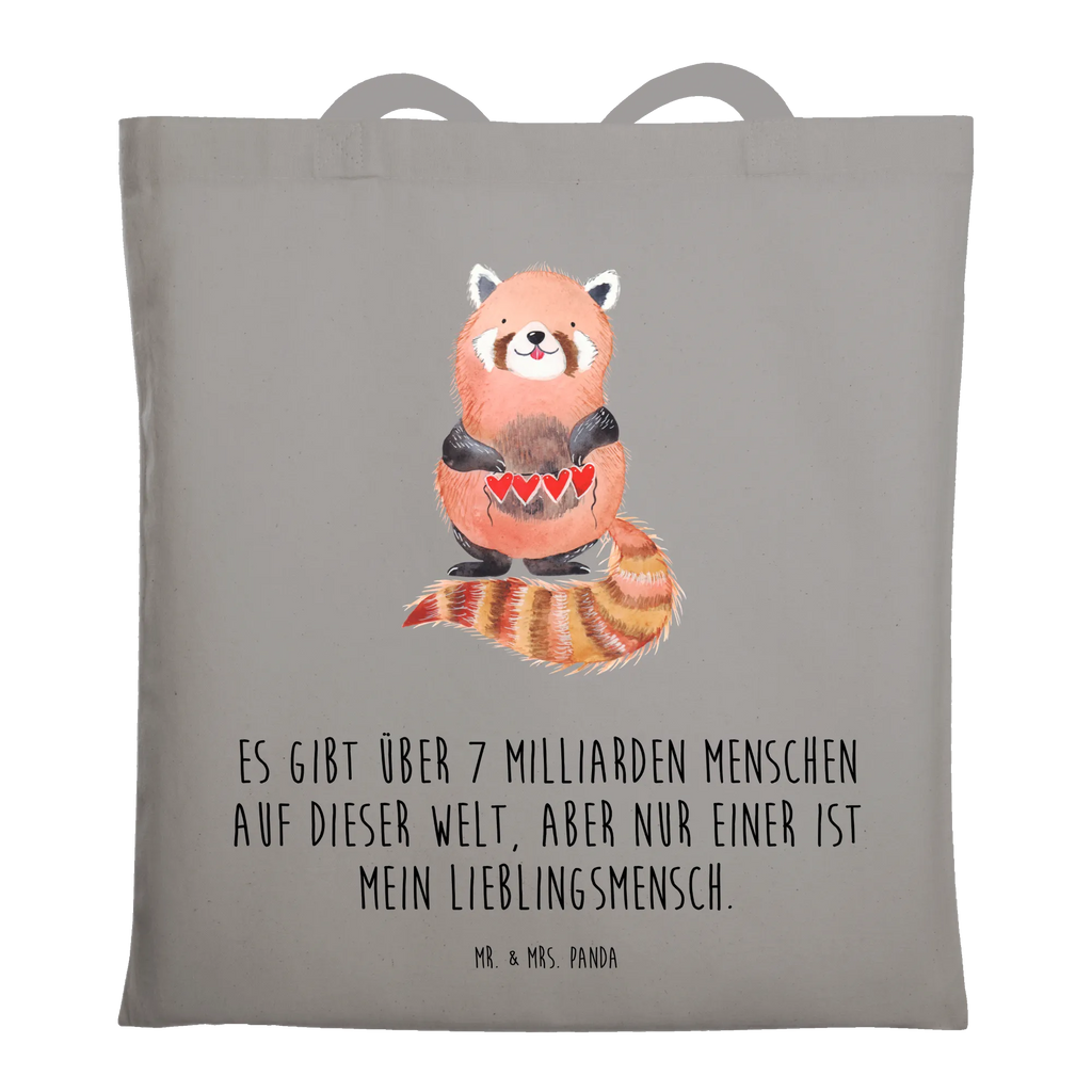 Tote bag red panda Stoffbeutel, Beuteltasche, Shopper, Einkaufstüte, Beutel, Umhängetasche, Einkaufstasche, Badetasche, Stofftasche, Jutebeutel, Schultertasche, Tragetasche, Laptoptasche, Jutetasche, Tasche, Strandtasche, Tiermotive, Gute Laune, lustige Sprüche, Tiere, Panda, Rot, Liebling, Lieblingsmensch, Liebe, Herz