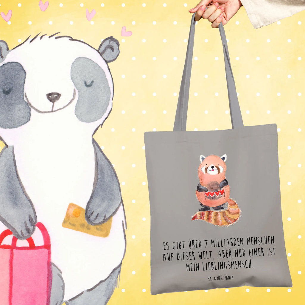 Tote bag red panda Stoffbeutel, Beuteltasche, Shopper, Einkaufstüte, Beutel, Umhängetasche, Einkaufstasche, Badetasche, Stofftasche, Jutebeutel, Schultertasche, Tragetasche, Laptoptasche, Jutetasche, Tasche, Strandtasche, Tiermotive, Gute Laune, lustige Sprüche, Tiere, Panda, Rot, Liebling, Lieblingsmensch, Liebe, Herz