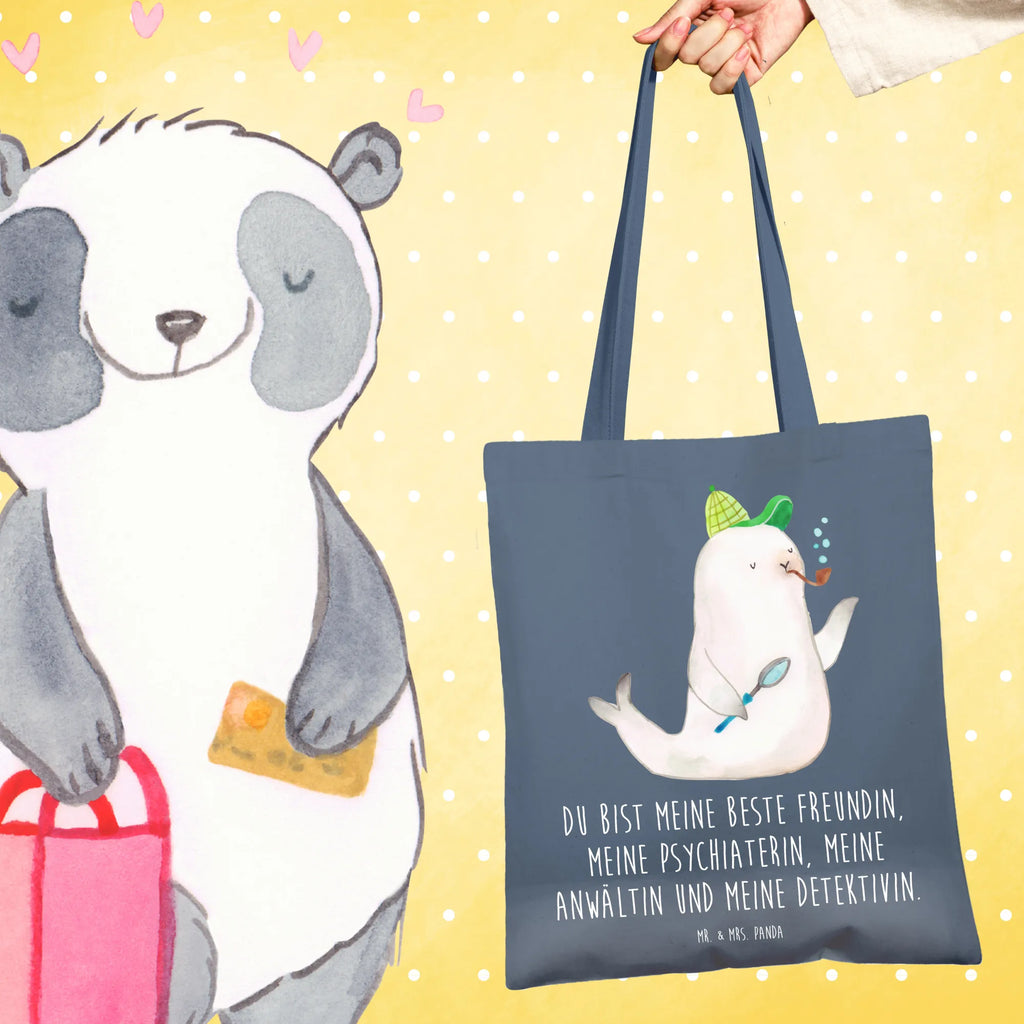 Tote bag seal sherlock cloth bag, shoulder bag, shopper, pouch, bag, shopping bag, Carrier bag, cotton bag, jute bag, small animals, cute, funny, cute animal motives, hand drawn, small world, funny sayings, good mood, happy, gifts, gift ideas, special gifts, animal lover, card