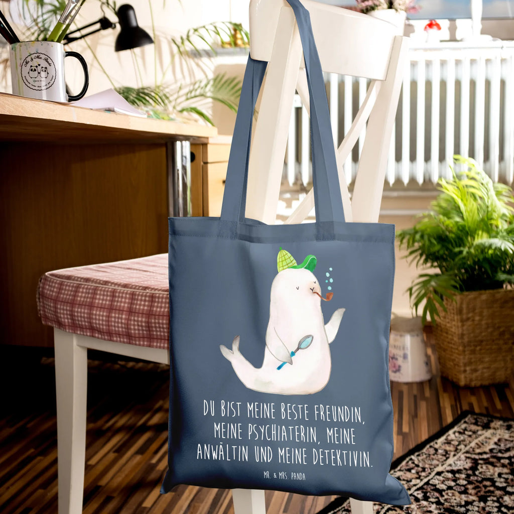 Tote bag seal sherlock cloth bag, shoulder bag, shopper, pouch, bag, shopping bag, Carrier bag, cotton bag, jute bag, small animals, cute, funny, cute animal motives, hand drawn, small world, funny sayings, good mood, happy, gifts, gift ideas, special gifts, animal lover, card
