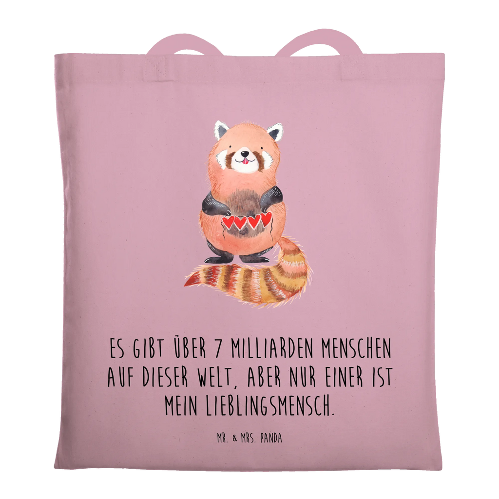 Tote bag red panda Stoffbeutel, Beuteltasche, Shopper, Einkaufstüte, Beutel, Umhängetasche, Einkaufstasche, Badetasche, Stofftasche, Jutebeutel, Schultertasche, Tragetasche, Laptoptasche, Jutetasche, Tasche, Strandtasche, Tiermotive, Gute Laune, lustige Sprüche, Tiere, Panda, Rot, Liebling, Lieblingsmensch, Liebe, Herz