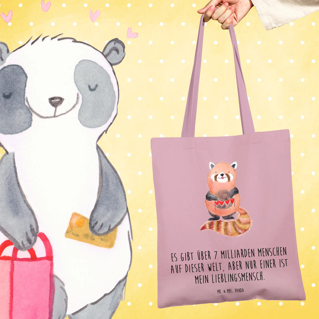 Tote bag red panda Stoffbeutel, Beuteltasche, Shopper, Einkaufstüte, Beutel, Umhängetasche, Einkaufstasche, Badetasche, Stofftasche, Jutebeutel, Schultertasche, Tragetasche, Laptoptasche, Jutetasche, Tasche, Strandtasche, Tiermotive, Gute Laune, lustige Sprüche, Tiere, Panda, Rot, Liebling, Lieblingsmensch, Liebe, Herz