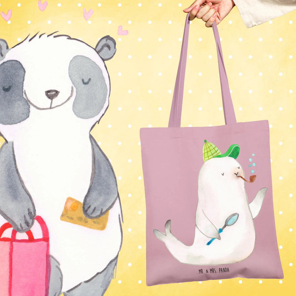 Tote bag seal sherlock cloth bag, shoulder bag, shopper, pouch, bag, shopping bag, Carrier bag, cotton bag, jute bag, small animals, cute, funny, cute animal motives, hand drawn, small world, funny sayings, good mood, happy, gifts, gift ideas, special gifts, animal lover, card