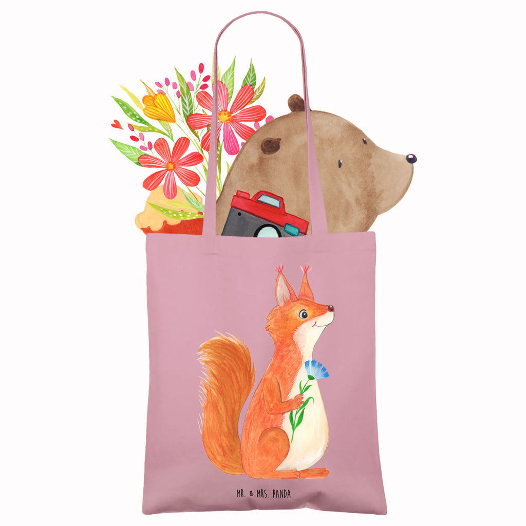 Tote bag Squirrel flower pouch, cotton bag, Carrier bag, cloth bag, shopper, bag, shoulder bag, jute bag, shopping bag, small animals, cute, funny, cute animal motives, hand drawn, small world, funny sayings, good mood, happy, gifts, gift ideas, special gifts, animal lover, card, positive saying, fun, Squirrel, laughter, saying decoration, squirrel, motivation pictures, happy saying, motivation sayings