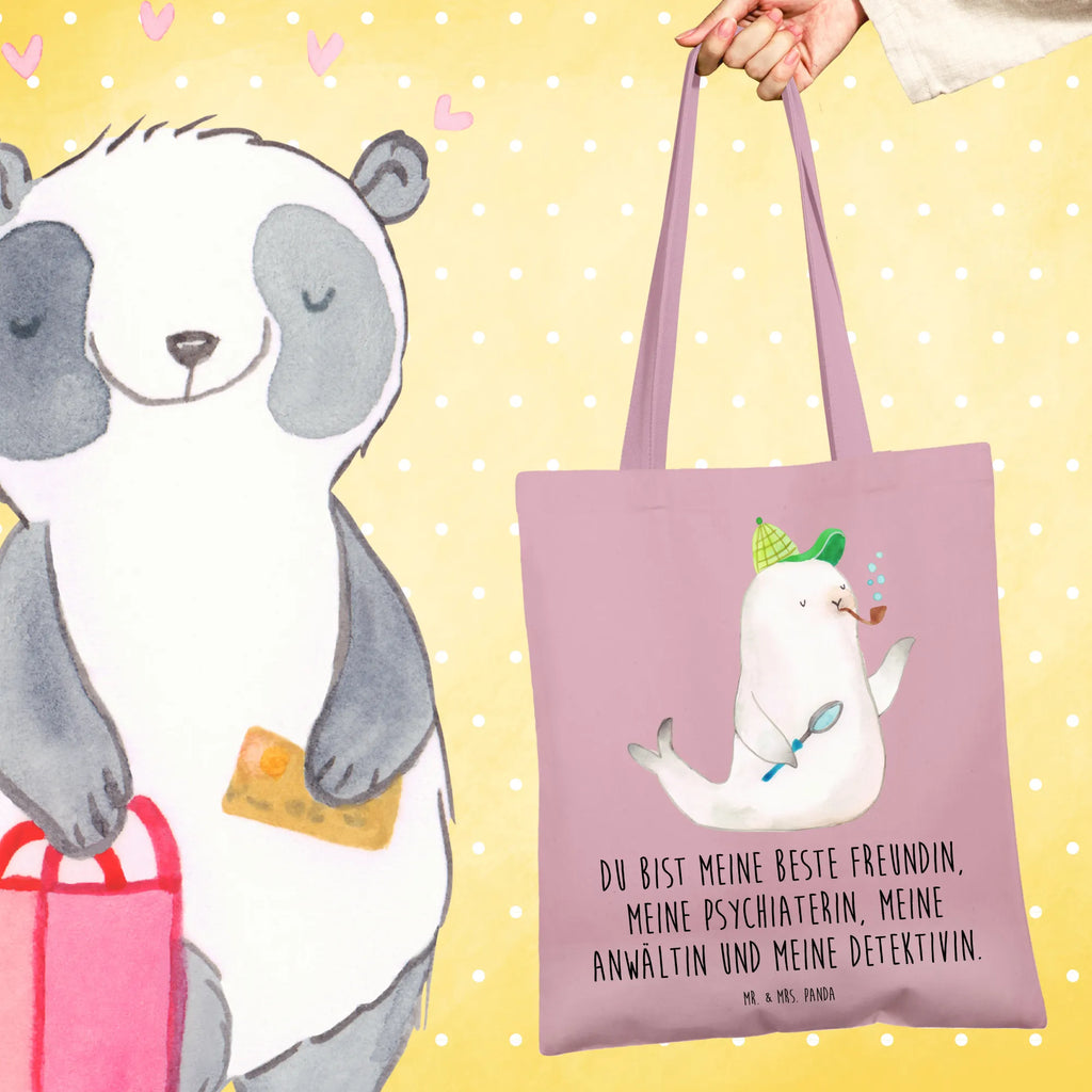 Tote bag seal sherlock cloth bag, shoulder bag, shopper, pouch, bag, shopping bag, Carrier bag, cotton bag, jute bag, small animals, cute, funny, cute animal motives, hand drawn, small world, funny sayings, good mood, happy, gifts, gift ideas, special gifts, animal lover, card