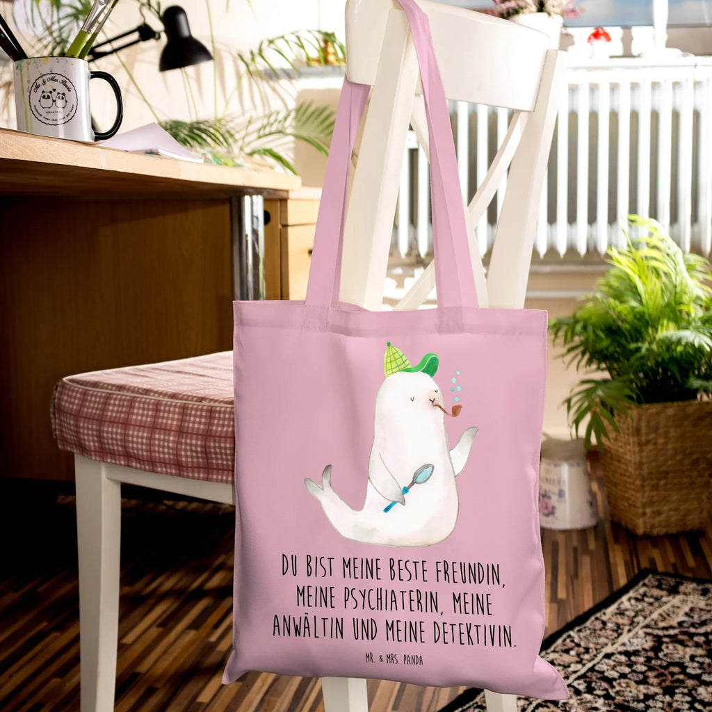 Tote bag seal sherlock cloth bag, shoulder bag, shopper, pouch, bag, shopping bag, Carrier bag, cotton bag, jute bag, small animals, cute, funny, cute animal motives, hand drawn, small world, funny sayings, good mood, happy, gifts, gift ideas, special gifts, animal lover, card