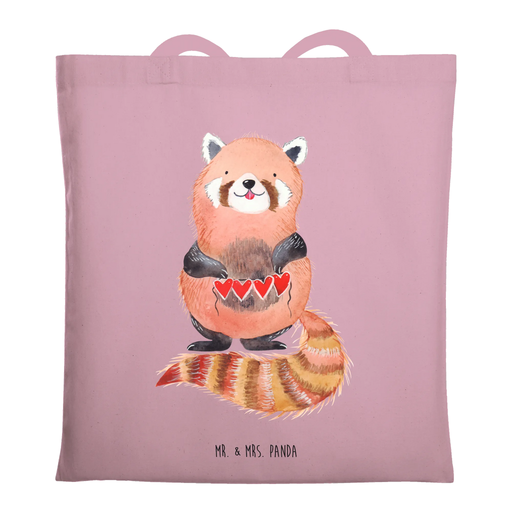 Tote bag red panda Stoffbeutel, Beuteltasche, Shopper, Einkaufstüte, Beutel, Umhängetasche, Einkaufstasche, Badetasche, Stofftasche, Jutebeutel, Schultertasche, Tragetasche, Laptoptasche, Jutetasche, Tasche, Strandtasche, Tiermotive, Gute Laune, lustige Sprüche, Tiere, Panda, Rot, Liebling, Lieblingsmensch, Liebe, Herz