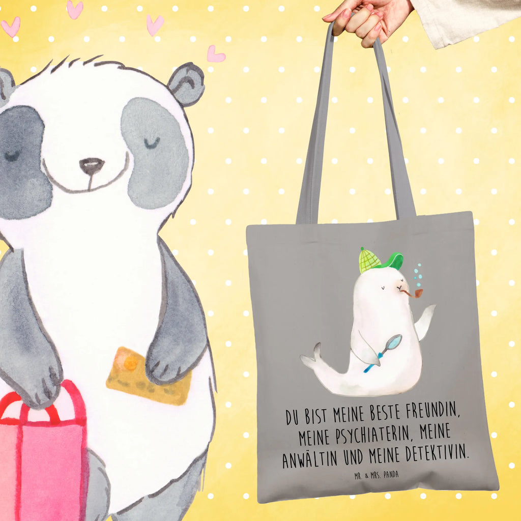 Tote bag seal sherlock cloth bag, shoulder bag, shopper, pouch, bag, shopping bag, Carrier bag, cotton bag, jute bag, small animals, cute, funny, cute animal motives, hand drawn, small world, funny sayings, good mood, happy, gifts, gift ideas, special gifts, animal lover, card