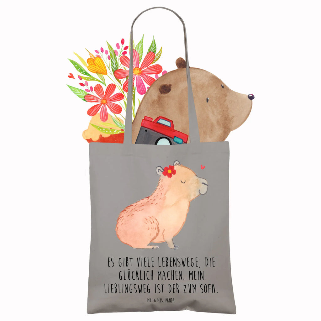 Tragetasche Capybara Blume Beuteltasche, Badetasche, Shopper, Jutebeutel, Tasche, Schultertasche, Stofftasche, Strandtasche, Tragetasche, Laptoptasche, Jutetasche, Einkaufstüte, Stoffbeutel, Umhängetasche, Beutel, Einkaufstasche, Tiermotive, Gute Laune, lustige Sprüche, Tiere, Capybara