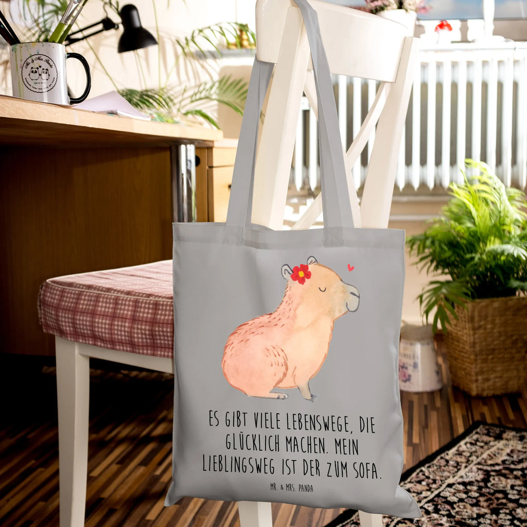 Tragetasche Capybara Blume Beuteltasche, Badetasche, Shopper, Jutebeutel, Tasche, Schultertasche, Stofftasche, Strandtasche, Tragetasche, Laptoptasche, Jutetasche, Einkaufstüte, Stoffbeutel, Umhängetasche, Beutel, Einkaufstasche, Tiermotive, Gute Laune, lustige Sprüche, Tiere, Capybara