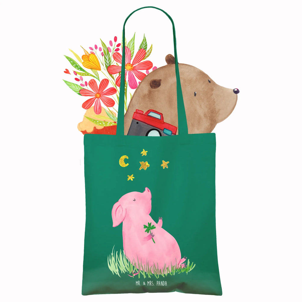 Tote bag Pig Luck cloth bag, bag, shopper, shopping bag, jute bag, pouch, Carrier bag, shoulder bag, cotton bag, small animals, cute, funny, cute animal motives, hand drawn, small world, funny sayings, good mood, happy, gifts, gift ideas, special gifts, animal lover, card, motivation, goals, lucky charm, asterisks, piglet, pig, stars, Lucky bastard. Luck, dreams