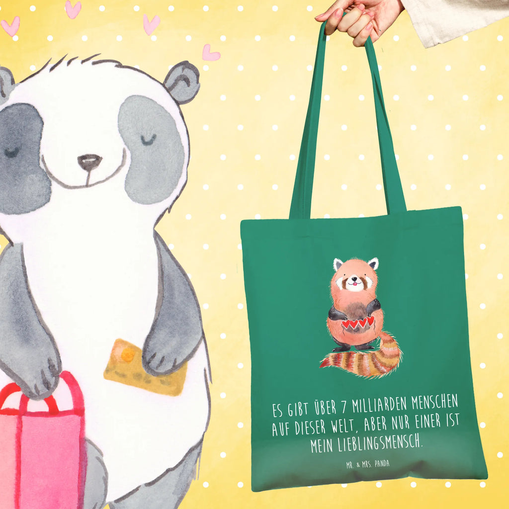Tote bag red panda Stoffbeutel, Beuteltasche, Shopper, Einkaufstüte, Beutel, Umhängetasche, Einkaufstasche, Badetasche, Stofftasche, Jutebeutel, Schultertasche, Tragetasche, Laptoptasche, Jutetasche, Tasche, Strandtasche, Tiermotive, Gute Laune, lustige Sprüche, Tiere, Panda, Rot, Liebling, Lieblingsmensch, Liebe, Herz