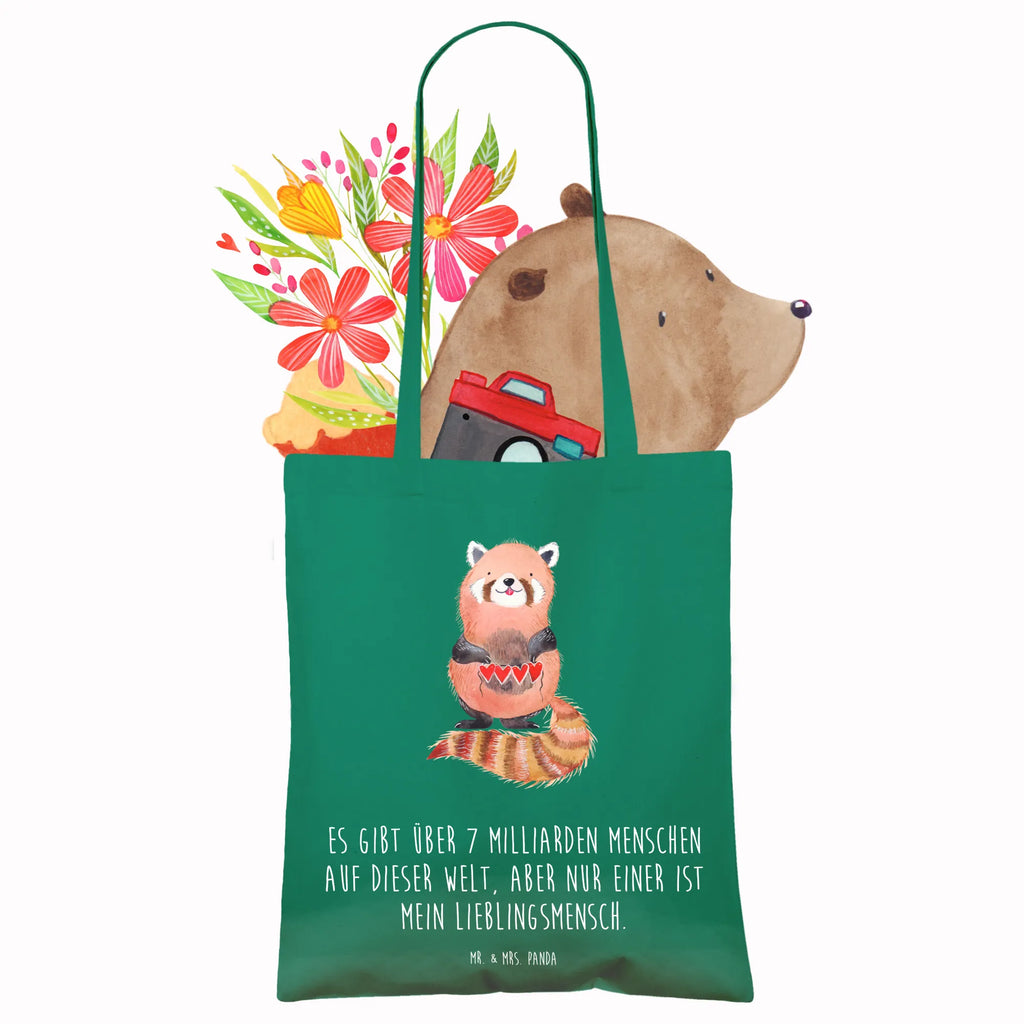 Tote bag red panda Stoffbeutel, Beuteltasche, Shopper, Einkaufstüte, Beutel, Umhängetasche, Einkaufstasche, Badetasche, Stofftasche, Jutebeutel, Schultertasche, Tragetasche, Laptoptasche, Jutetasche, Tasche, Strandtasche, Tiermotive, Gute Laune, lustige Sprüche, Tiere, Panda, Rot, Liebling, Lieblingsmensch, Liebe, Herz