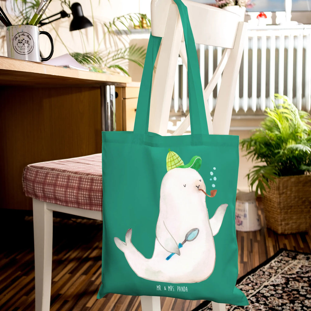 Tote bag seal sherlock cloth bag, shoulder bag, shopper, pouch, bag, shopping bag, Carrier bag, cotton bag, jute bag, small animals, cute, funny, cute animal motives, hand drawn, small world, funny sayings, good mood, happy, gifts, gift ideas, special gifts, animal lover, card