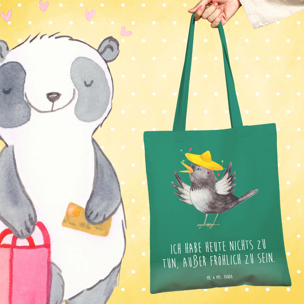 Tragetasche Rabe Sombrero Baumwolltasche, tote bag, Tüte, Strandtasche, uni tasche, Einkaufsbeutel, Tasche, Stoffbeutel, Einkaufstasche, Leinentasche, Stofftasche, bedruckte tasche, Jutebeutel, unitasche, Jutetasche, Badetasche, Statementbeutel, Beutel, Beuteltasche, Umhängetasche, Tragetasche, Henkeltasche, Schultertasche, Alltagstasche, Einkaufstüte, Schultasche, büchertasche, shopping tasche, Laptoptasche, Shopper, baumwollbeutel, Tiere, lustige Sprüche, Gute Laune, Tiermotive, froh, Motivation, Vogel, Elster, Vögel, glücklich sein, Spruch positiv, fröhlich sein, Glück Spruch, Rabe
