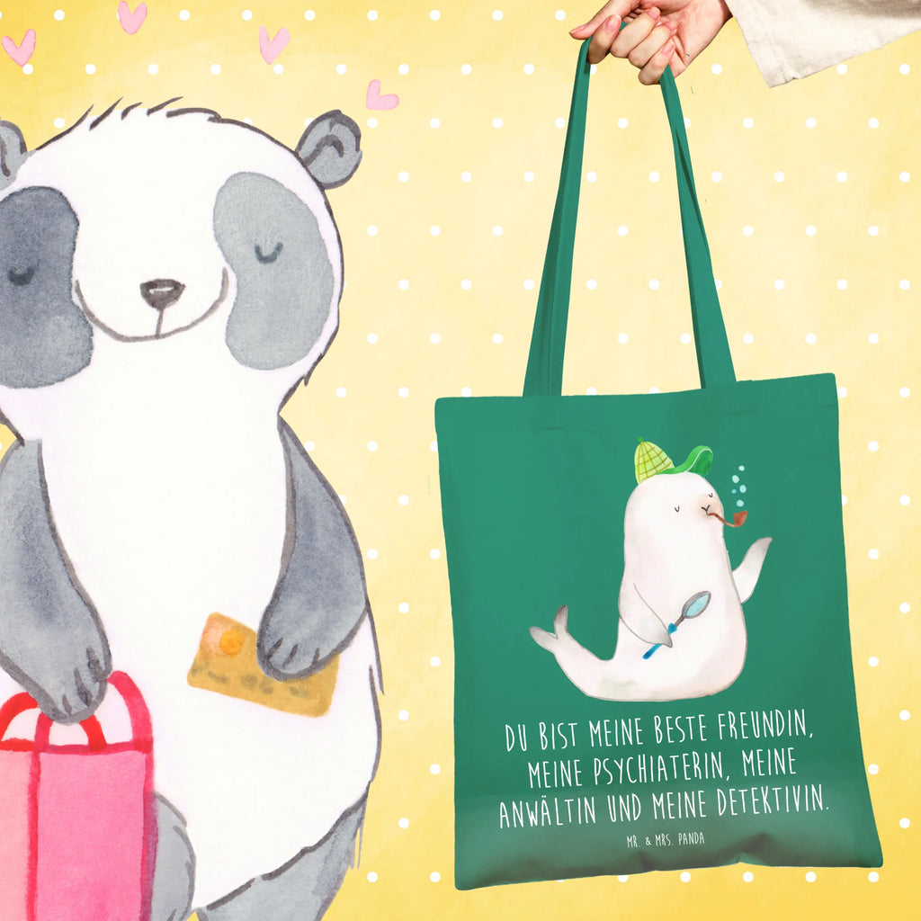 Tote bag seal sherlock cloth bag, shoulder bag, shopper, pouch, bag, shopping bag, Carrier bag, cotton bag, jute bag, small animals, cute, funny, cute animal motives, hand drawn, small world, funny sayings, good mood, happy, gifts, gift ideas, special gifts, animal lover, card