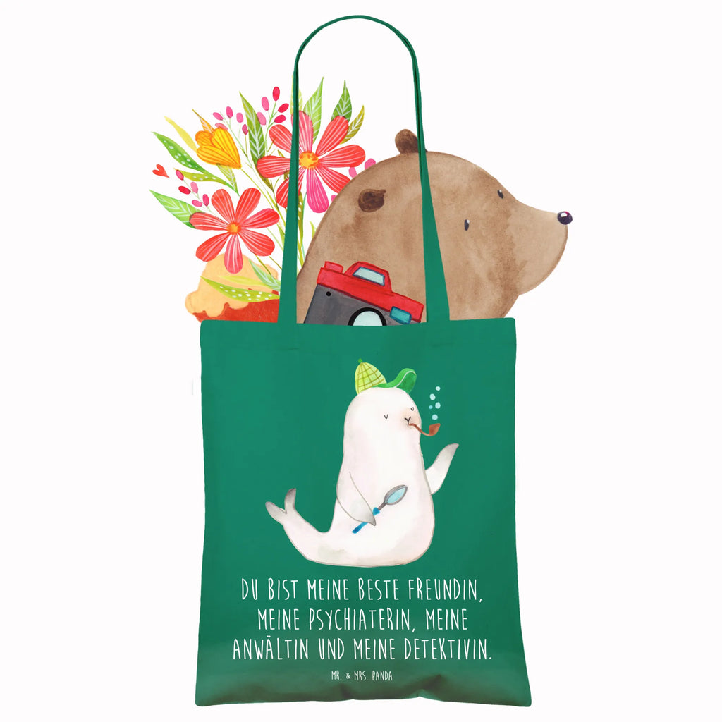 Tote bag seal sherlock cloth bag, shoulder bag, shopper, pouch, bag, shopping bag, Carrier bag, cotton bag, jute bag, small animals, cute, funny, cute animal motives, hand drawn, small world, funny sayings, good mood, happy, gifts, gift ideas, special gifts, animal lover, card