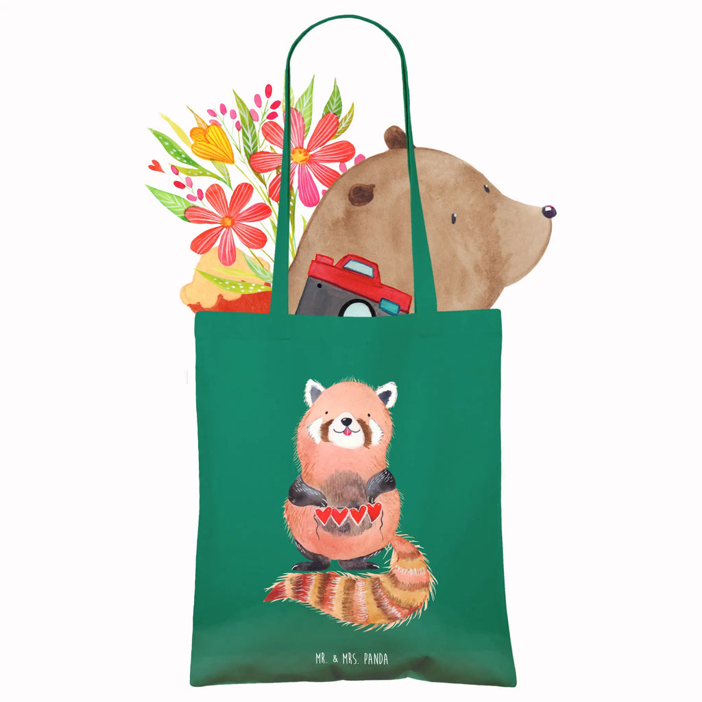 Tote bag red panda Stoffbeutel, Beuteltasche, Shopper, Einkaufstüte, Beutel, Umhängetasche, Einkaufstasche, Badetasche, Stofftasche, Jutebeutel, Schultertasche, Tragetasche, Laptoptasche, Jutetasche, Tasche, Strandtasche, Tiermotive, Gute Laune, lustige Sprüche, Tiere, Panda, Rot, Liebling, Lieblingsmensch, Liebe, Herz